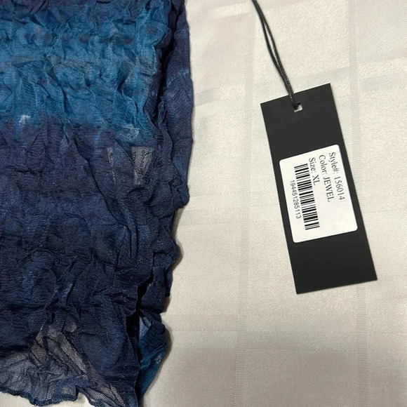 HABITAT  LIV blouse,women NEW! XS Blue,gauzy,crinkle,sheer,mesh,cowl - Picture 12 of 15